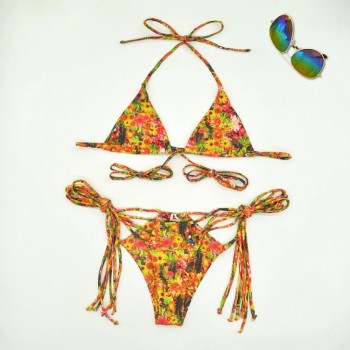 New Print Bikini Bandage Bikini Set Push Up Swimsuit Women Hollow Out Swimwear Brazilian